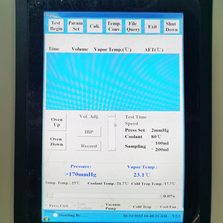 &Eacute;cran ASTM D1160 Distillation sous vide