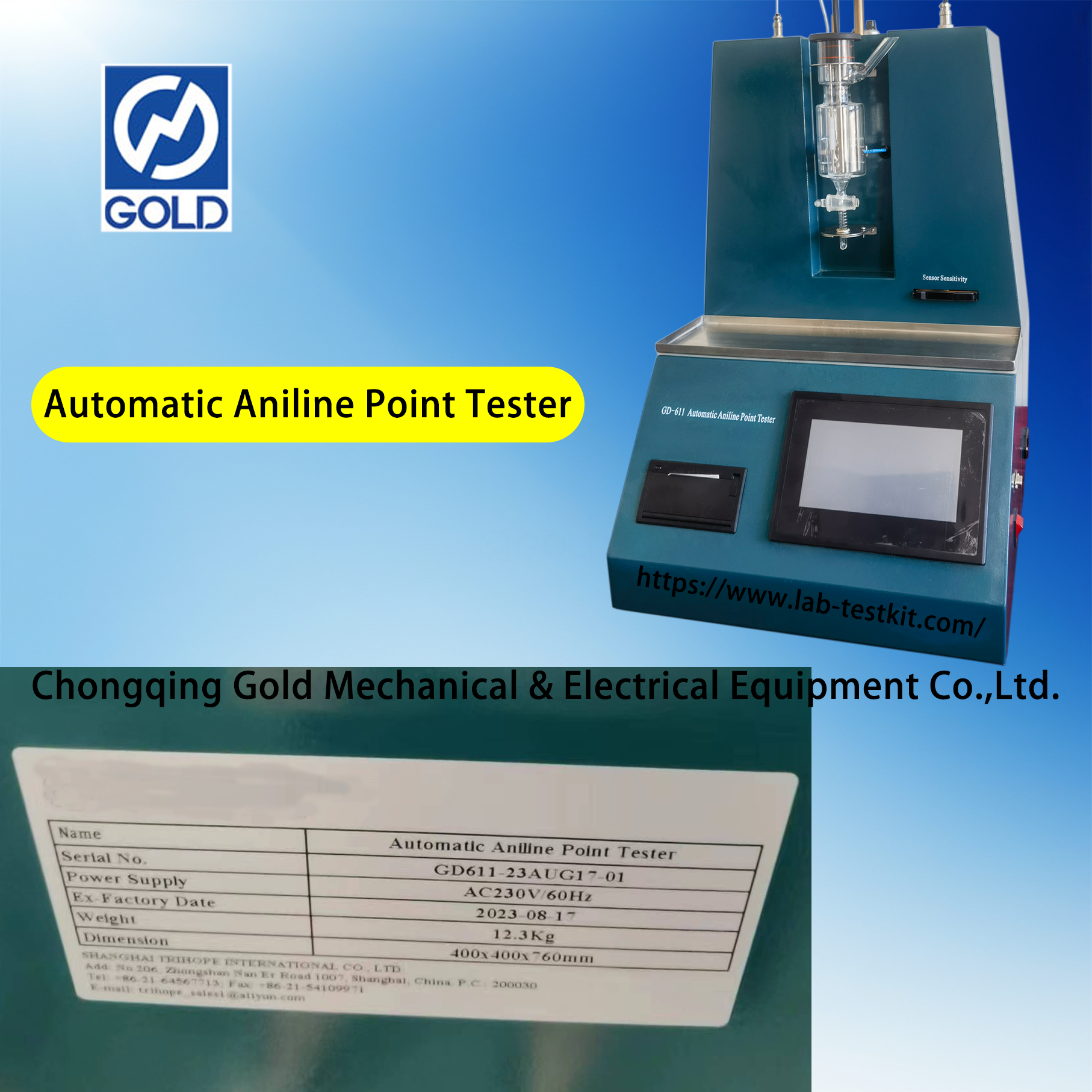 Testeur automatique de ponctuel aniline ASTM D611