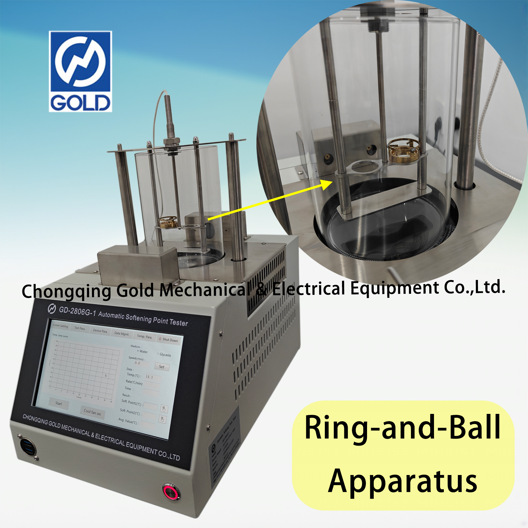 Testeur automatique de point de ramollissement du bitume ASTM D36